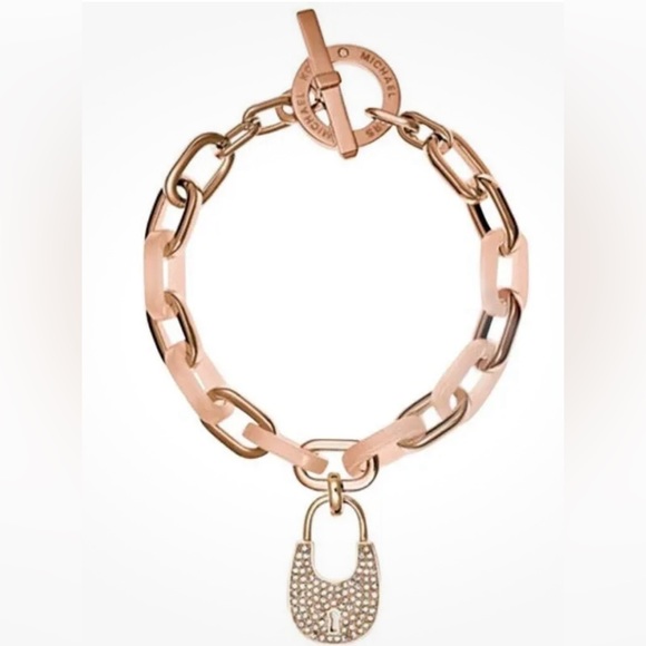 NWT Michael Kors Rose Gold Padlock Bracelet - Picture 2 of 3